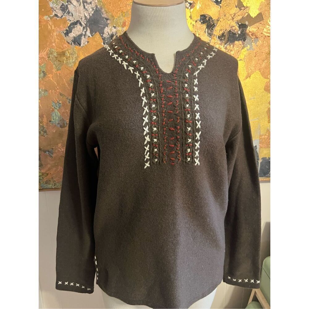 RARE Vintage Armand Basi Barcelona Wool Blend Cottage Core Hand Stiched Pullover